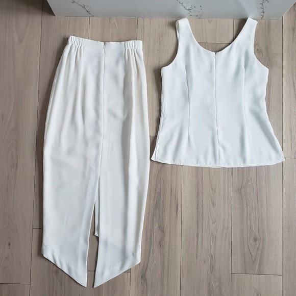 Criscione Skirt Suit  Womens XS White Rhinestone Formal Vintage Set Rock USA - Picture 3 of 16